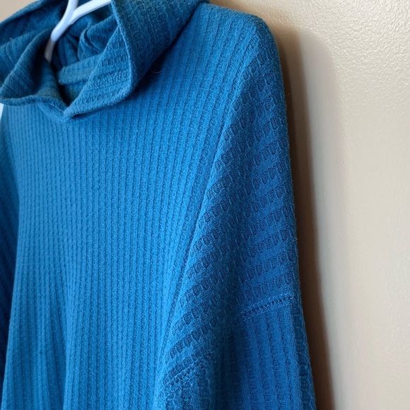 Chaser Teal long sleeve waffle hoodie, Large - Picture 4 of 8